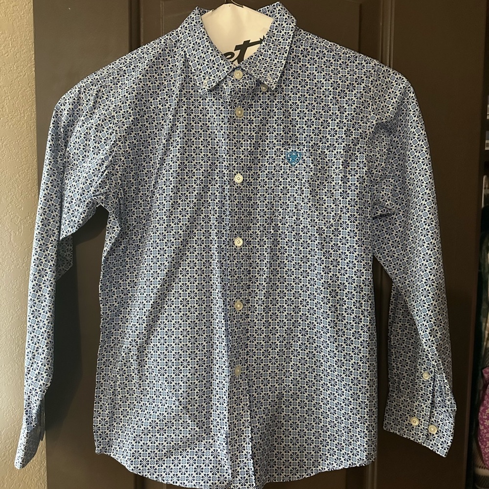 Ariat Blue Geometric Casual Button Down Shirt
